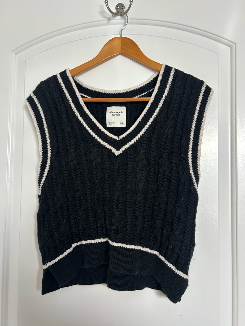 Abercrombie & Fitch Chunky Knit V-Neck Sweater Vest Size S 90s Preppy Academia